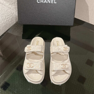 Chanel Women's Dad Beach Slides Shinny Calfskin White 39699