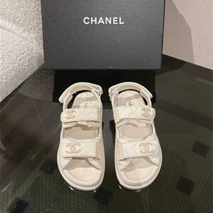 Chanel Women's Dad Beach Sandals Shinny Calfskin White 39703