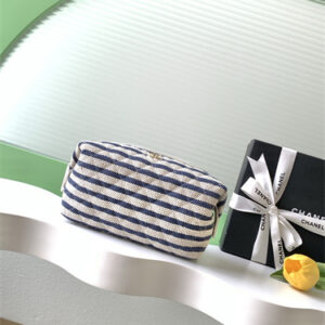 Chanel ZIPPED CASE Printed Fabric & Gold-Tone Metal Navy AP4990