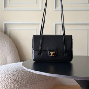 Chanel 26P Preppy Coco Small Flap bag Grained Calfskin Gold-Tone Metal Black AS6130 TOP