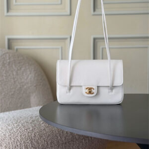 Chanel 26P Preppy Coco Small Flap bag Grained Calfskin Gold-Tone Metal White AS6130 TOP