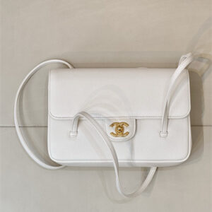 Chanel 26P Preppy Coco Small Flap bag Grained Calfskin Gold-Tone Metal White AS6130 TOP