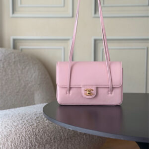 Chanel 26P Preppy Coco Small Flap bag Grained Calfskin Gold-Tone Metal Pink AS6130 TOP