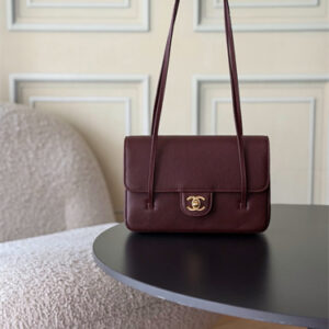 Chanel 26P Preppy Coco Small Flap bag Grained Calfskin Gold-Tone Metal Burgundy AS6130 TOP