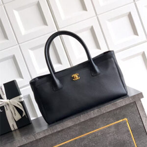 Chanel Excecutive Cerf Tote Bag Grained Calfskin &Gold-Tone Metal  Black Color