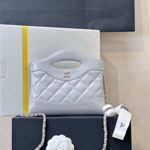 Chanel 31 Nano Chain Bag Lambskin Gold Tone Metal Grey AP3656 TOP