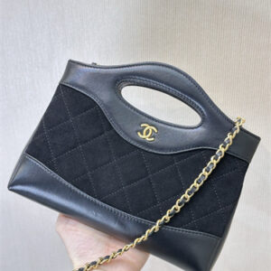 Chanel 31 Nano Chain Bag Suede&Calfskin Gold Tone Metal Black AP3656 TOP