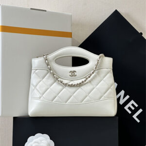 Chanel 31 Nano Chain Bag Lambskin Gold Tone Metal White AP3656 TOP