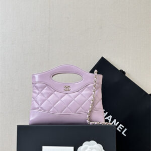Chanel 31 Nano Chain Bag Lambskin Gold Tone Metal Lilac AP3656 TOP