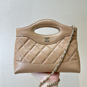 Chanel 31 Nano Chain Bag Lambskin Gold Tone Metal Chai AP3656 TOP