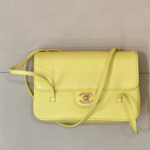 Chanel 26P Preppy Coco Small Flap bag Grained Calfskin Gold-Tone Metal Yellow AS6130 TOP
