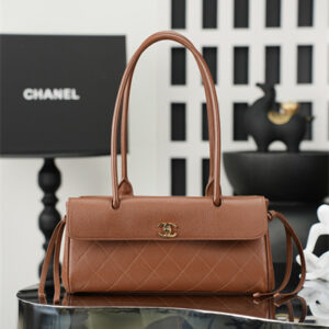 Chanel Small Shopping Bag Grained Calfskin & Gold-Tone Metal Brown AS6288
