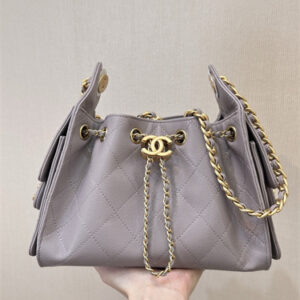 Chanel 25 Mini Handbag Grained Calfskin Gold Tone Metal Lt Purple AS5631 Top