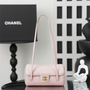 Chanel Small Bowling Bag Grained Shiny Calfskin & Gold-Tone Metal Pink AS6143