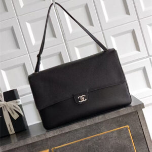 Chanel Maxi Flap Bag Large Grained Calfskin & Gold/Silver Tone Metal Black AS6233