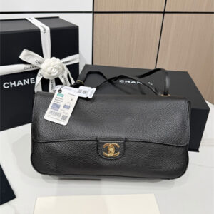 Chanel Maxi Flap Bag Medium Grained Calfskin & Gold Tone Metal Black/Burgundy/Lt Brown AS6231