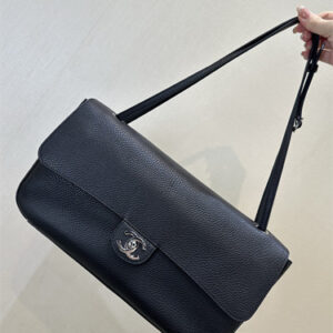 Chanel Maxi Flap Bag Medium Grained Calfskin & Silver Tone Metal Black AS6231 TOP