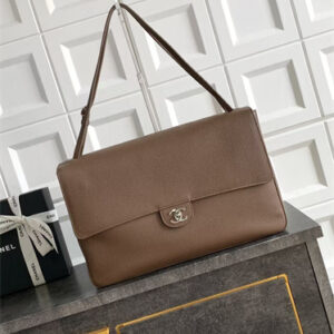 Chanel Maxi Flap Bag Large Grained Calfskin & Gold/Silver Tone Metal Lt Brown AS6233