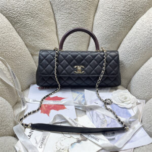 Chanel Maxi Flap Bag with Top Handle Grained Calfskin & Gold-Tone Metal Black AS6091