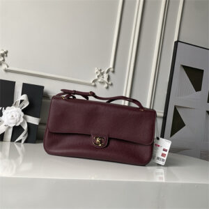 Chanel Maxi Flap Bag Medium Grained Calfskin & Gold Tone Metal Burgundy AS6231