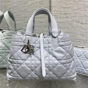 CD MEDIUM TOUJOURS BAG Macrocannage Calfskin Blue Glacier