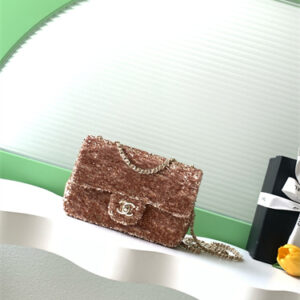 Chanel Flap Bag Sequins and Gold Tone Metal Brown AS4561