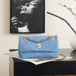 Chanel Small Flap Bag Vintage Blue Denim & Gold-Tone Metal AS6449