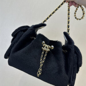 Chanel 25 Mini Handbag Pony Hair Fur,Lambskin &Gold Tone Metal Black AS5631 Top