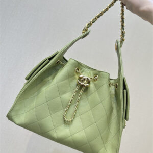 Chanel 25 Small Handbag Grained Calfskin Gold Tone Metal Green AS5293 Top