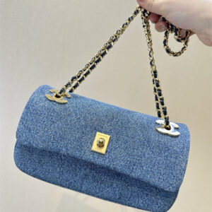 Chanel Flap Bag Blue Denim & Gold Tone Metal Blue AS6449 TOP
