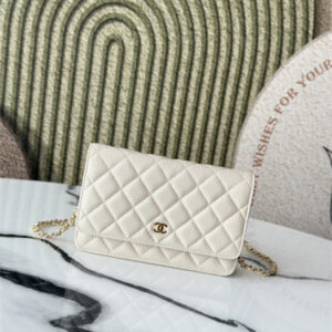 Chanel Wallet On Chain Iridescent Lt beige Grained Calfskin Gold Tone Metal AP0250