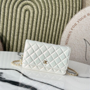 Chanel Wallet On Chain Iridescent White Lambskin GoldTone Metal AP0250