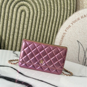 Chanel Wallet On Chain Iridescent Purple Lambskin Gold Tone Metal AP0250